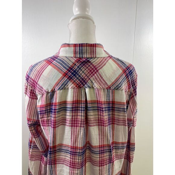 Rails Charli White Peach Fuschia Plaid Shirt Size XS - Picture 5 of 13